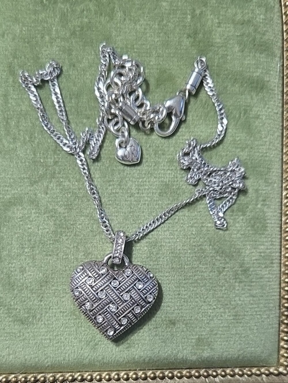 SOLD NOT FOR SALE Brighton Diamond Lace Reversible Heart Pendant Necklace Silver